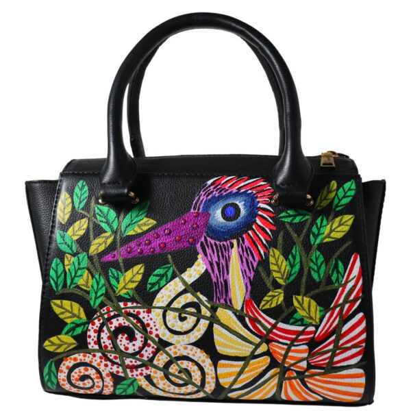 Stained Glass Dragonfly Hand-painted Leather Satchel | Petalura