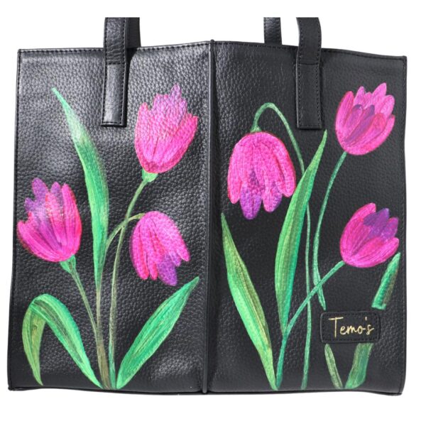 hand painted premium leather tote bag